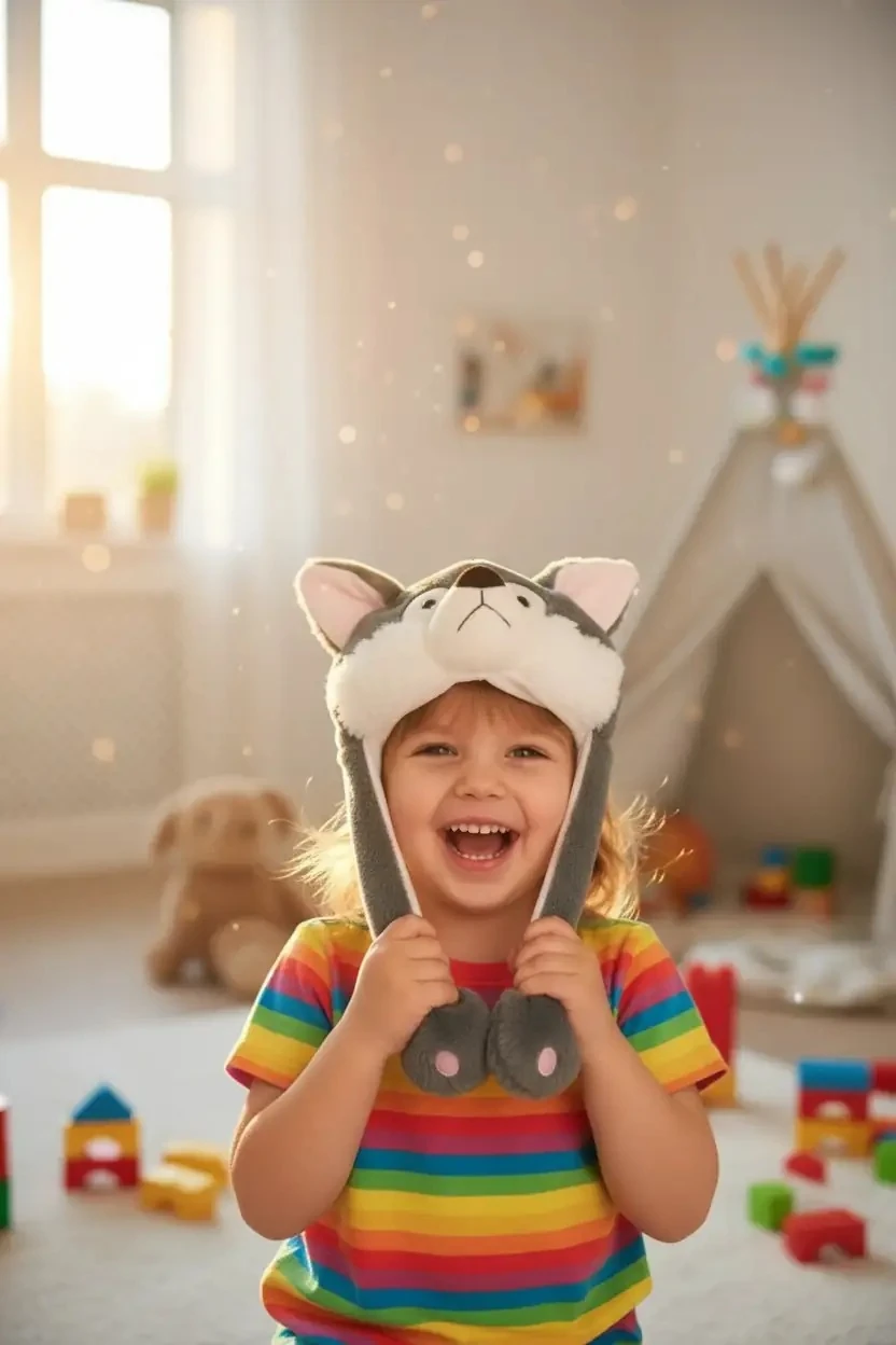 Tilki Kulakları Hareket Eden Peluş Şapka – Eğlenceli Ve Yumuşak Tilki Figürlü Şapka