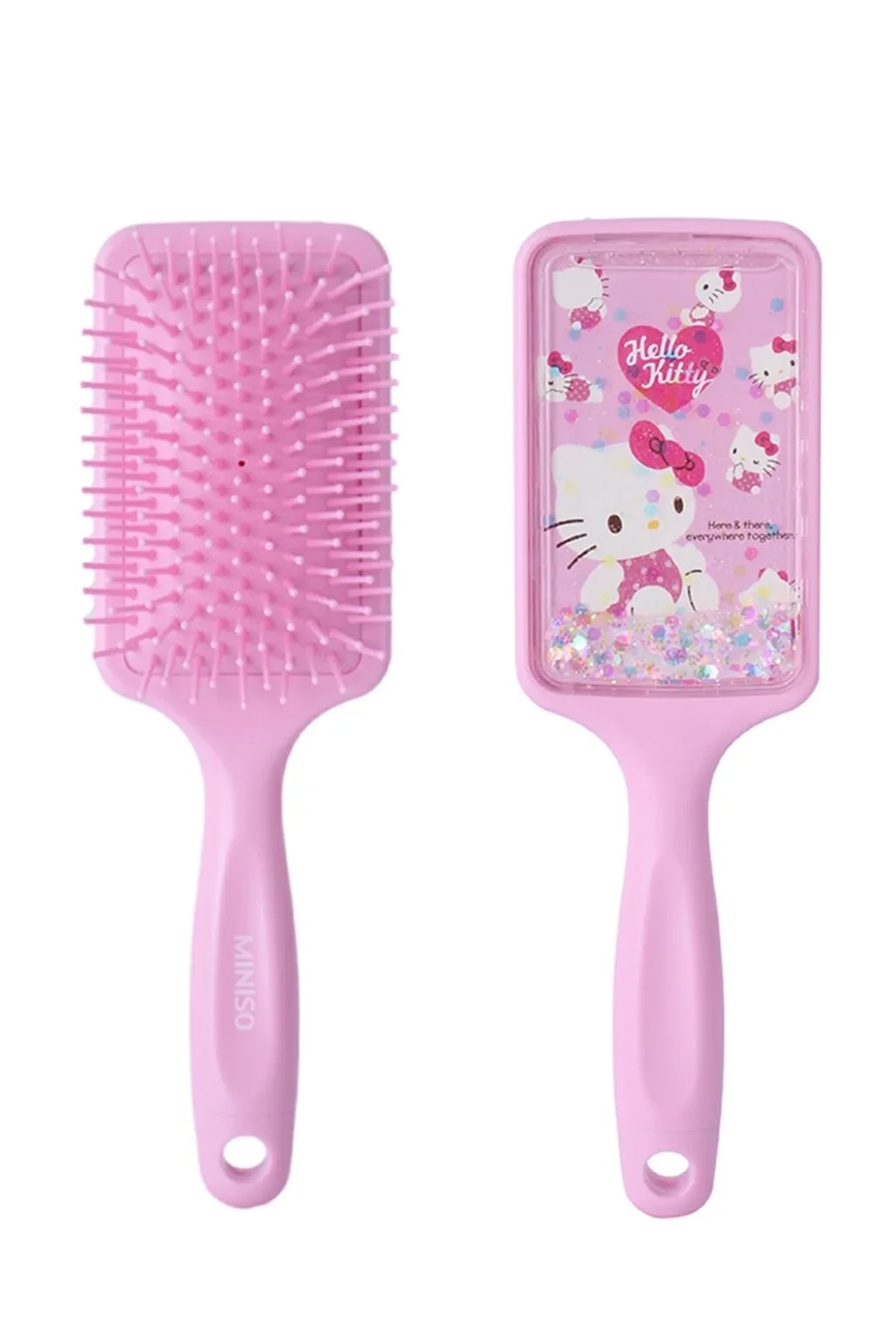 Sanrio Lisanslı Pembe Serisi Simli Yastıklı Saç Fırçası (Hello Kitty)