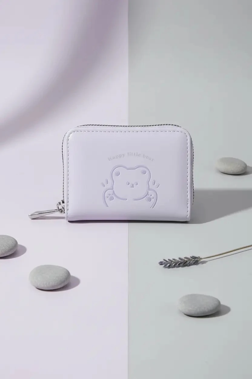 Little Bear Serisi Fermuarlı Mini Bozuk Para Çantası (Mor)