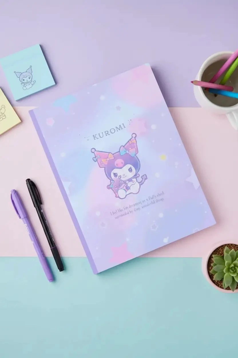 Sanrio Lisanslı Kuromi B5 Ciltli Not Defteri 64 Yaprak 18 CM