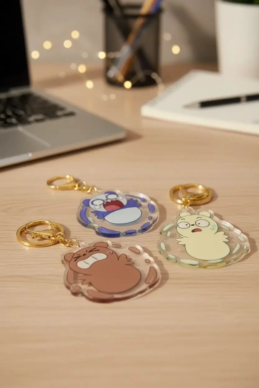 We Baby Bears Lisanslı Akrilik Anahtarlık – Dayanıklı Çanta Süsü ve Aksesuar 7 Cm