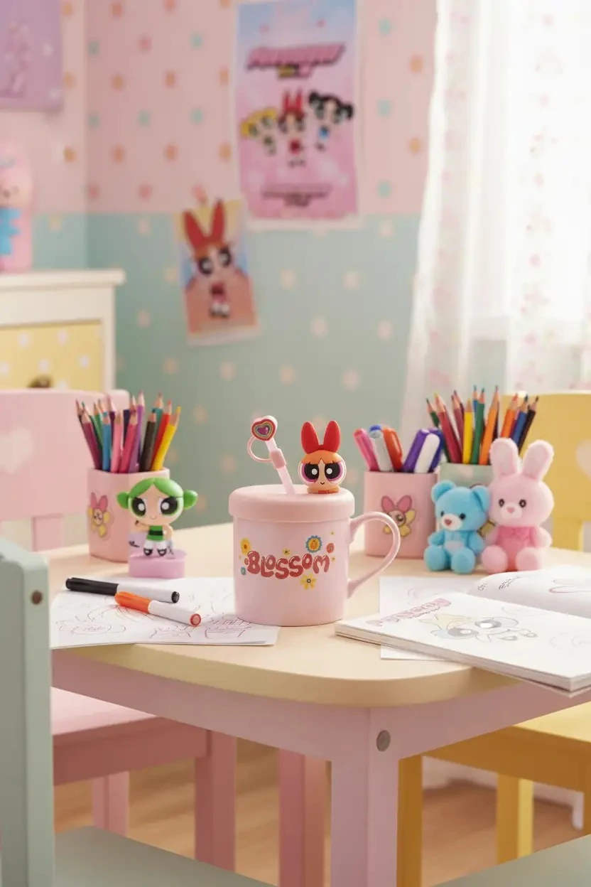 Powerpuff Girls Lisanslı Pipetli Dekoratif Seramik Kupa 450 Ml - Blossom