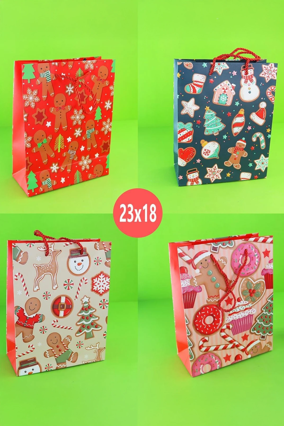  Yılbaşı Yıldızlı Karton Çanta 23x18 Cm