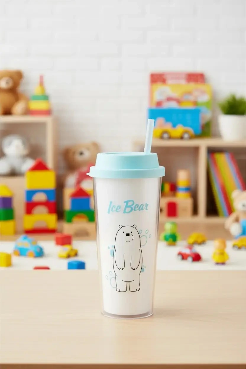 We Bare Bears Lisanslı Kutup Ayısı Pipetli Şişe 550Ml