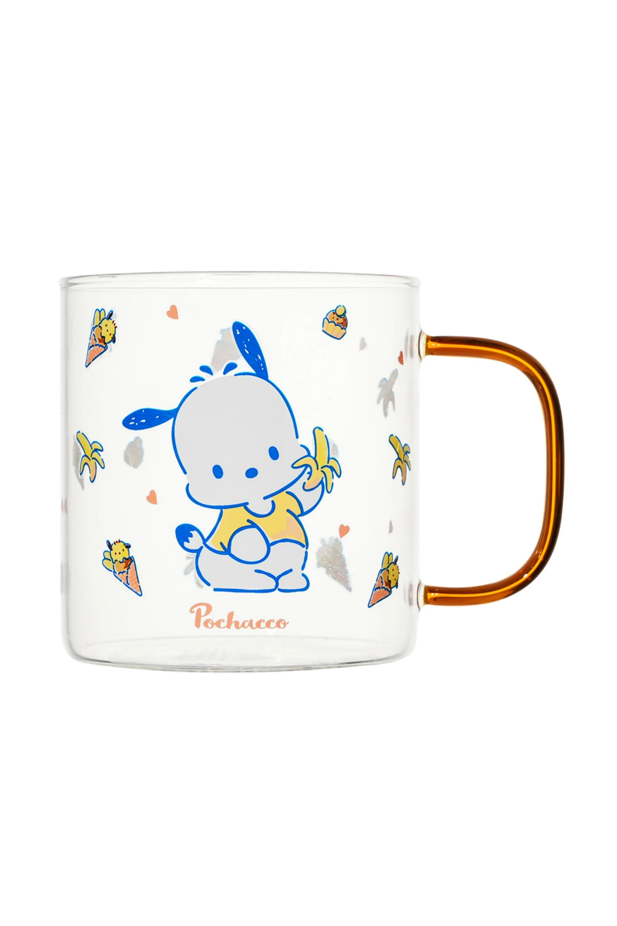 Sanrio Lisanslı Pochacco Renkli Saplı Cam Bardak (420mL)