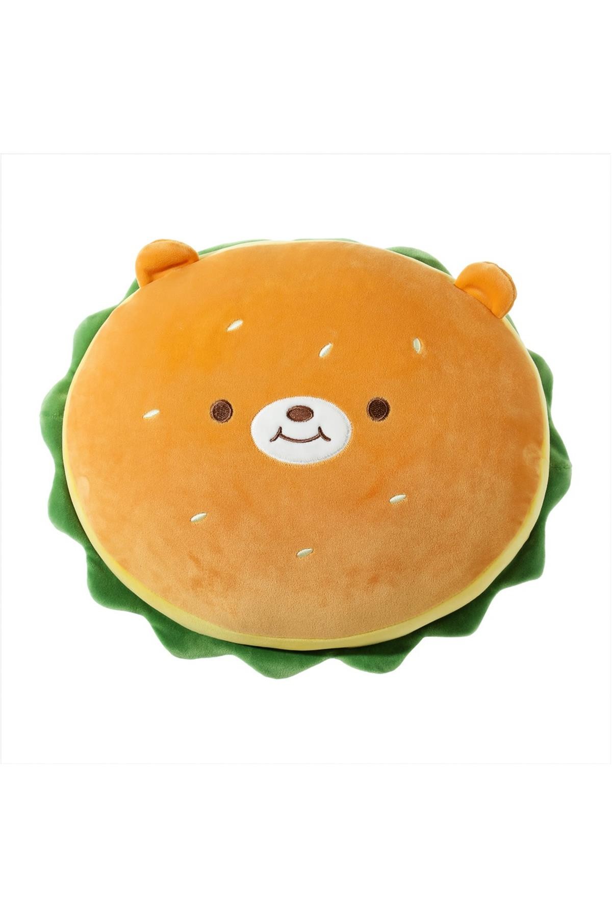 Yiyecek Serisi Shiba Inu Peluş Yastık - Hamburger 38 Cm