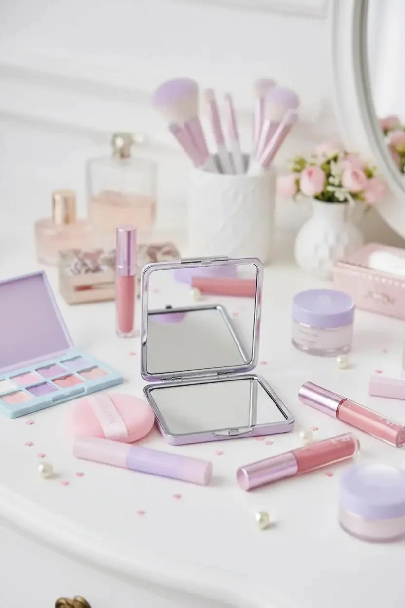 Sanrio Lisanslı Katlanır Çift Taraflı Ayna – Cinnamoroll Kuromi Tasarımlı Cep Aynası 9 Cm