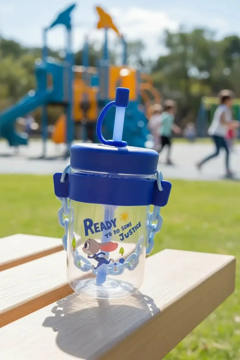 Disney Zootropolis Lisanslı Askılı Pipetli Plastik Su Kabı 550mL(Judy)