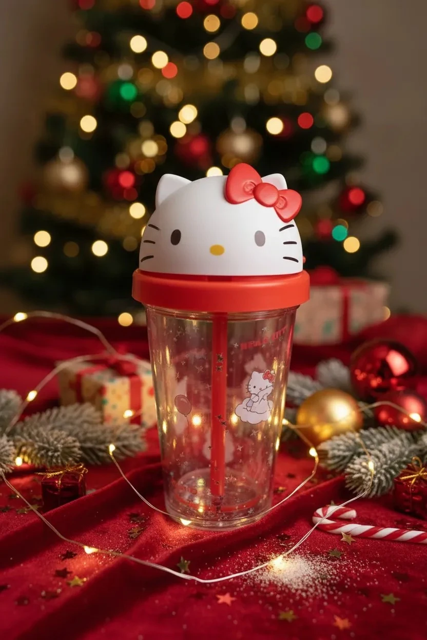 Sanrio Lisanslı Hello Kitty Kapaklı Plastik Su Kabı 320 ml