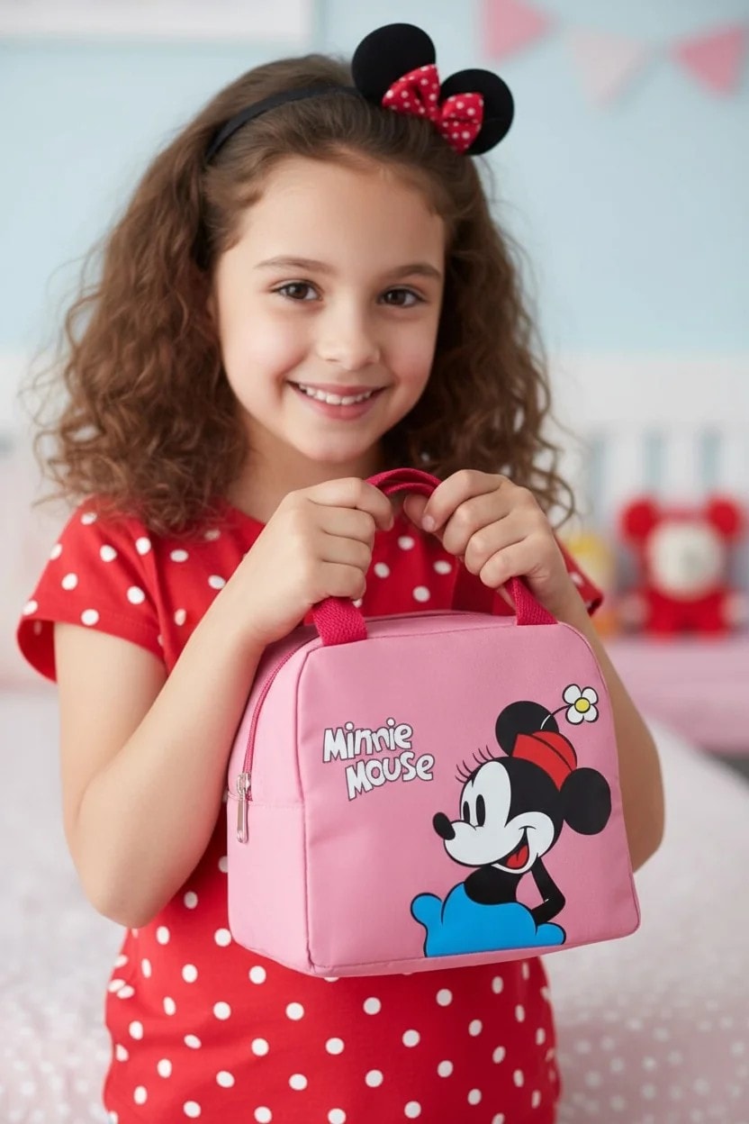 Mickey Mouse Lisanslı Kare Yiyecek Çantası - Pembe