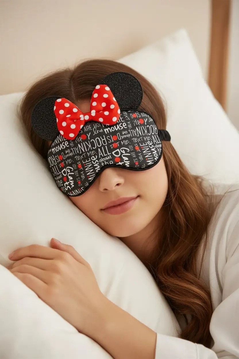 Disney Mickey Mouse Lisanslı Fiyonklu Uyku Maskesi - Minnie