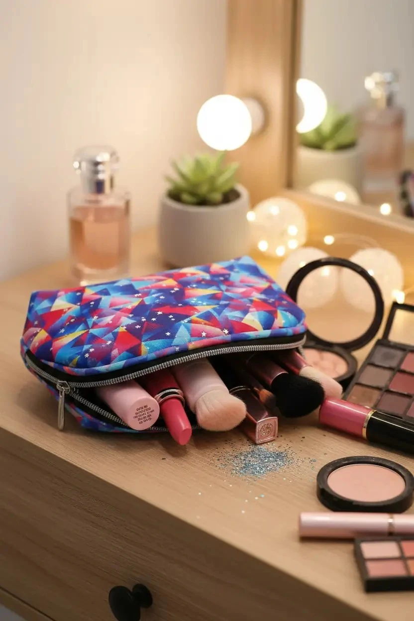 Sheforshe Oval Kozmetik Çantası – Galaksi Desenli