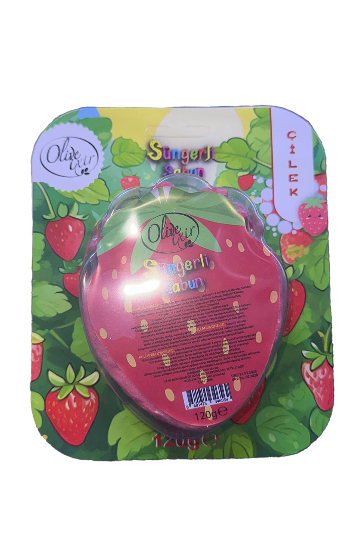 Çilek Figürlü Süngerli Sabun