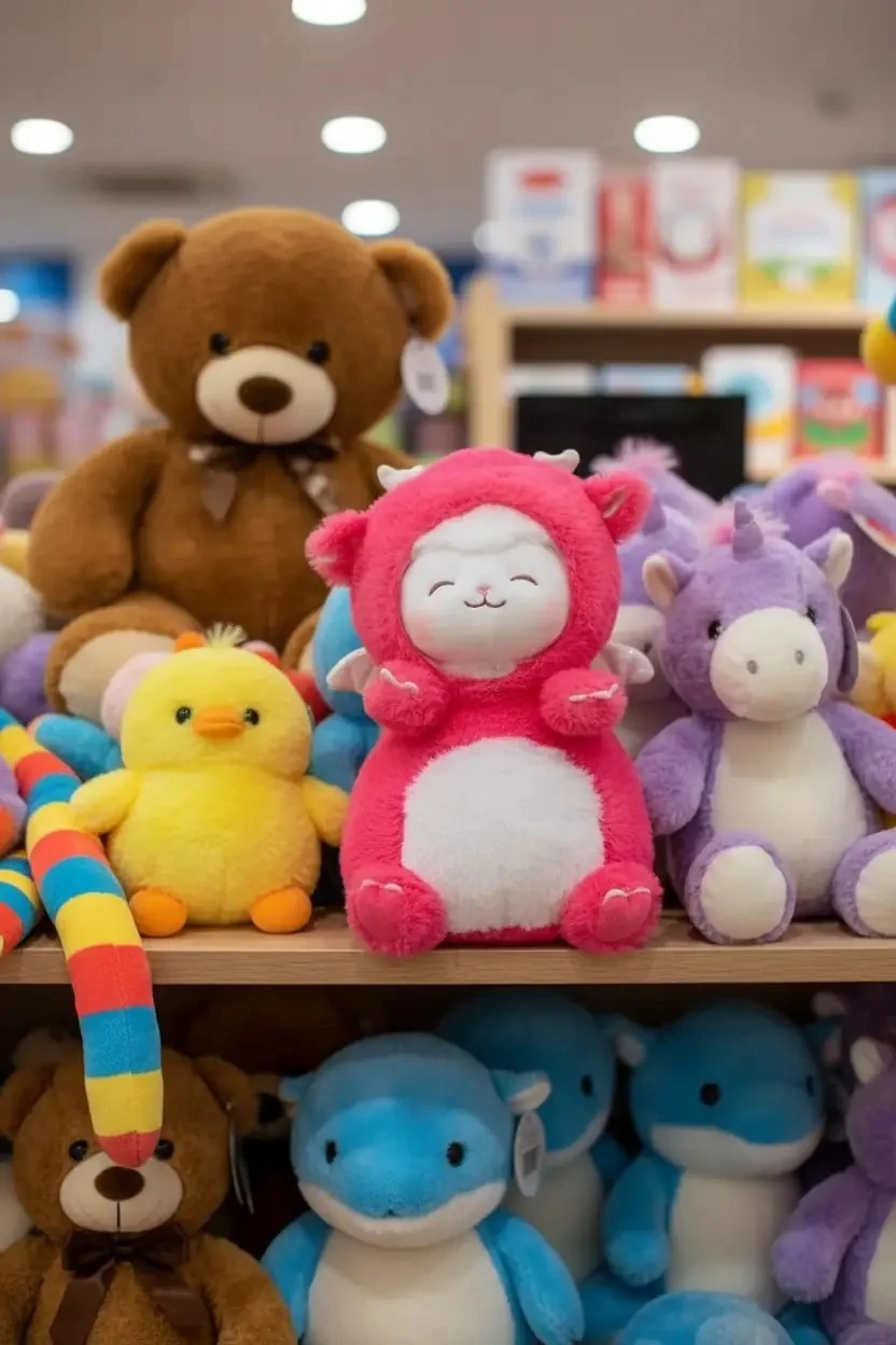 Miniso Lisanslı Kuzu Baa Serisi Peluş Oyuncak Ejderha Kostümlü Pembe Yumuşak Figür 25 cm