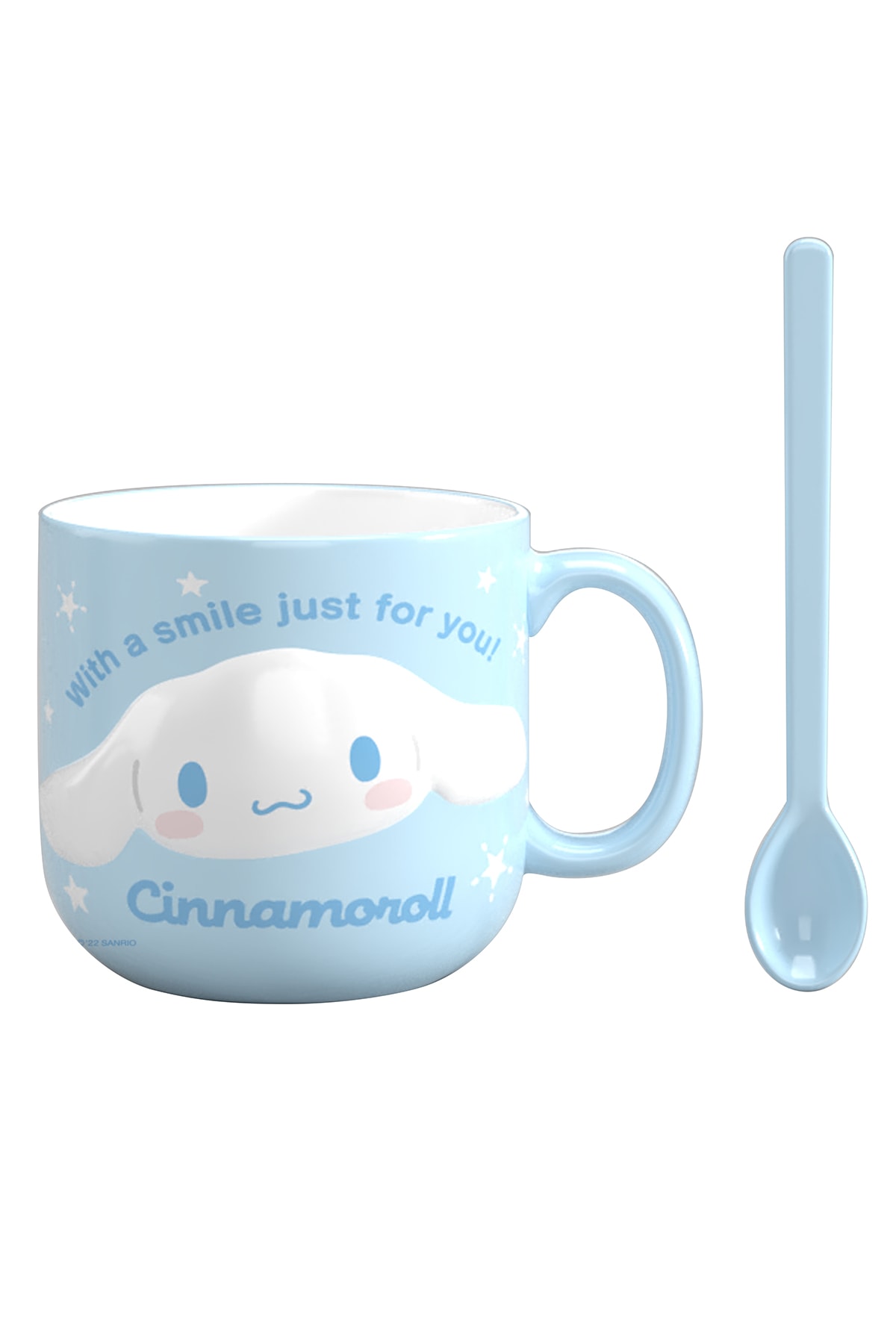 Sanrio Lisanslı Kabartmalı Seramik Kaşıklı Kupa (450mL)(Cinnamoroll)