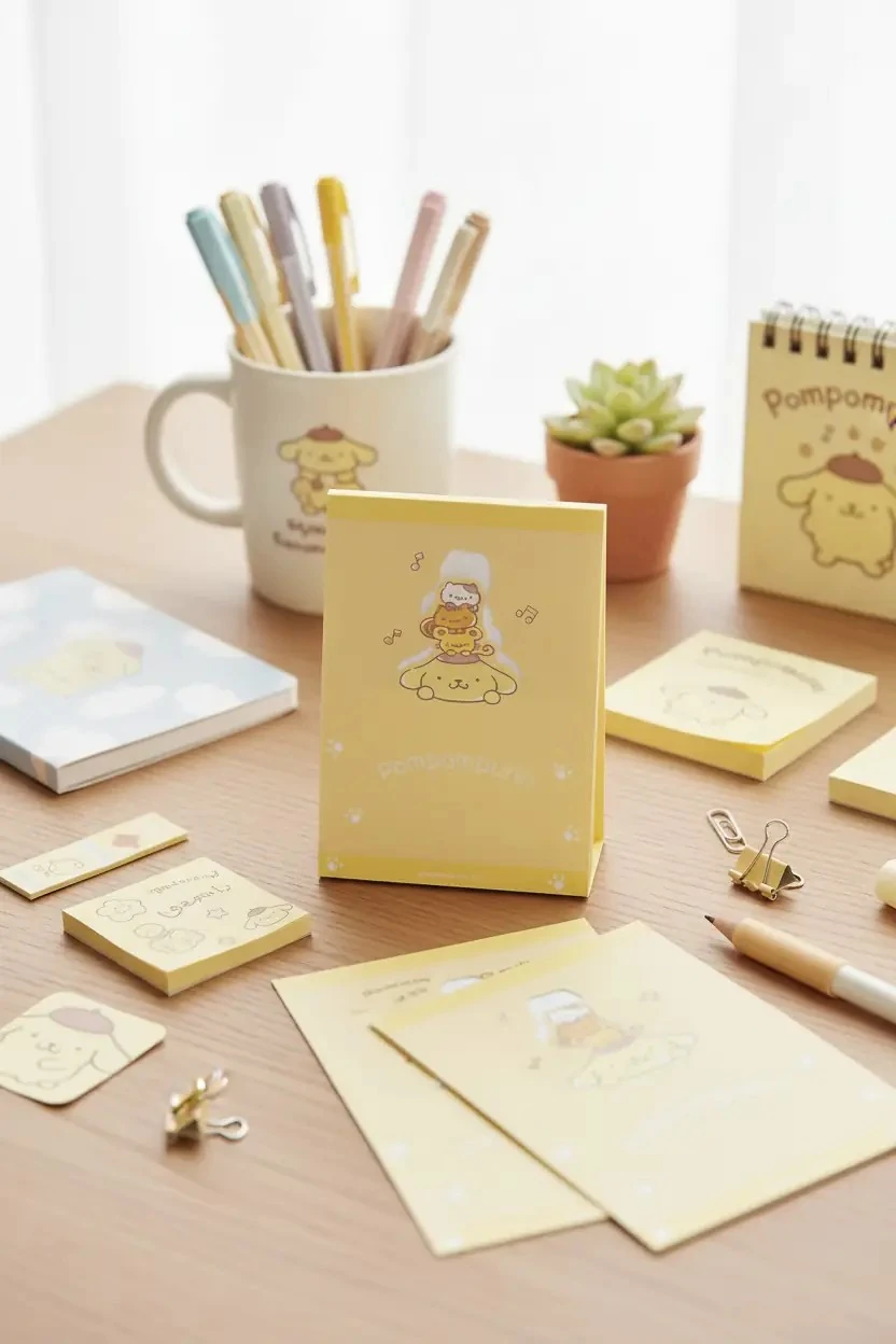 Sanrio Lisanslı Pompompurin Standlı Not Defteri – Masa Üstü Tasarım