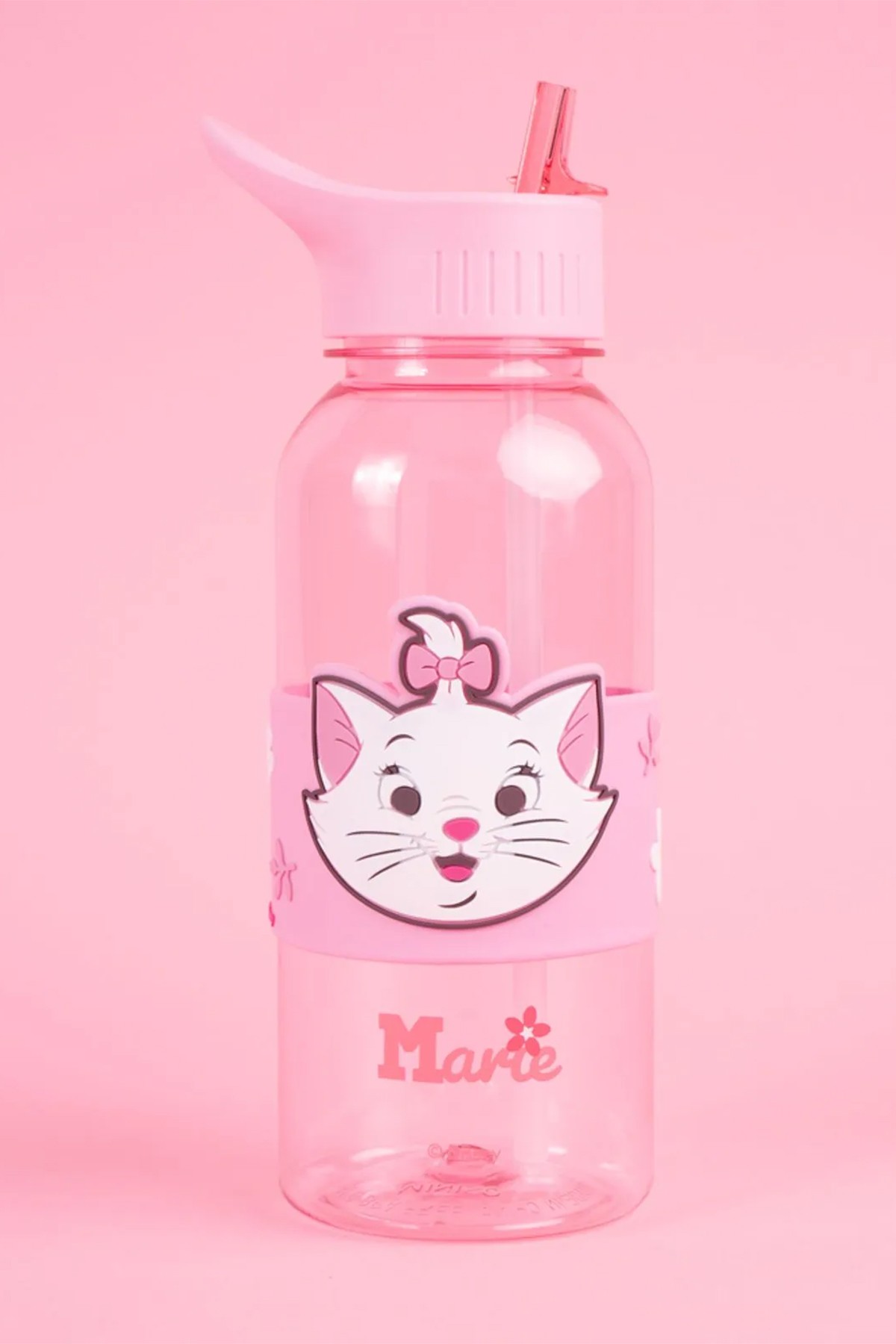 Disney Marie Lisanslı Pipetli ve Kapaklı Plastik Suluk (1000 ML)