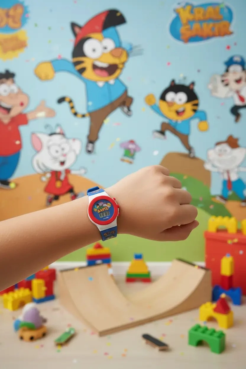 Miniflak Kral Şakir Lisanslı Ks7220  Mavi Işıklı Çocuk Saati