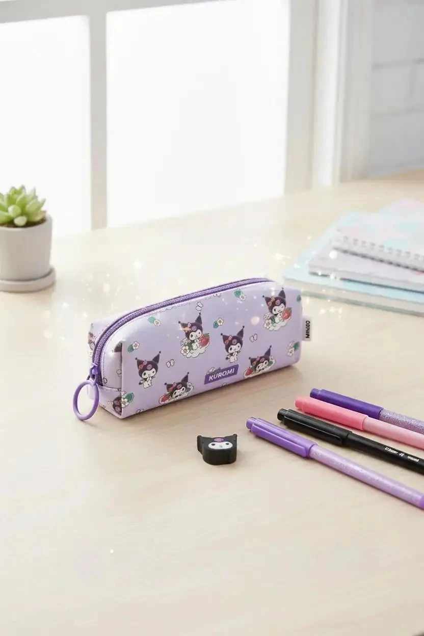 Sanrio Lisanslı Kuromi Çilek Mevsimi Kalemlik – Geniş Hacimli Şık Tasarım 21 Cm