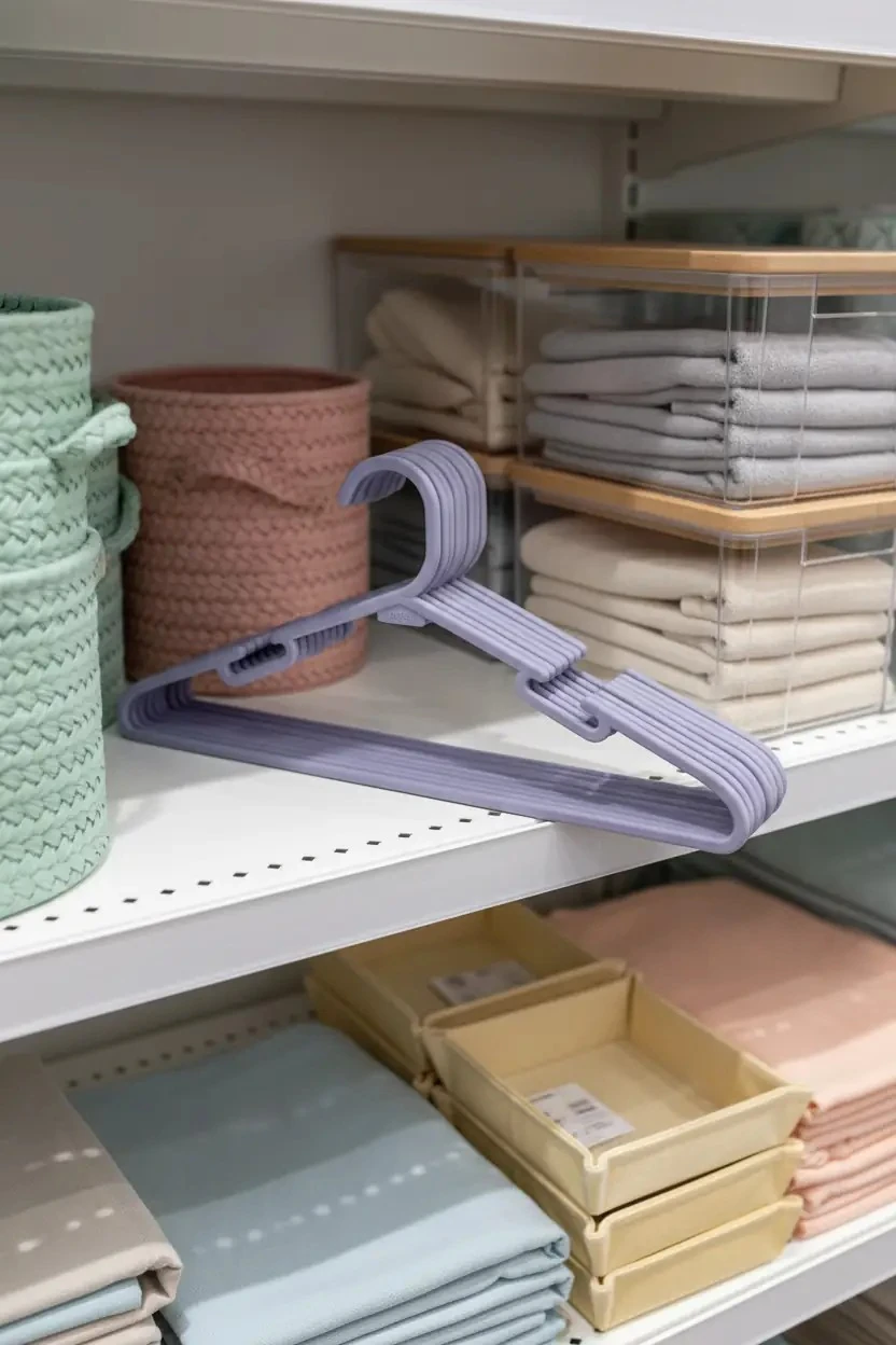 Miniso Lisanslı Kaymaz Elbise Askısı 10lu Paket – Mor Gardırop Dolap Düzenleyici