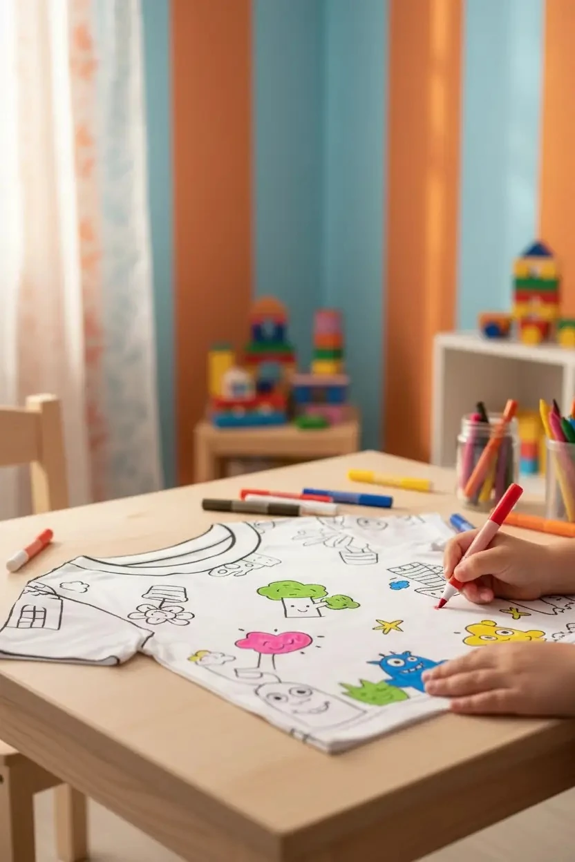 Boyanabilir Çocuk Tişörtü – Keçeli Kalem Hediyeli Yıkanabilir Tasarım Seti