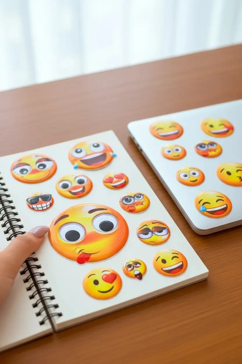 Bu-Bu Puffy Oynar Gözlü Emoji Sticker – Kabartmalı Eğlenceli Çıkartma Seti