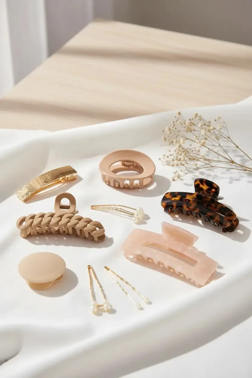 Miniso Lisanslı Kahverengi Kıskaç Toka Seti (4 Adet) – Doğal Tonlarda Mat ve Parlak Dokulu Güçlü Tutuşlu Aksesuar