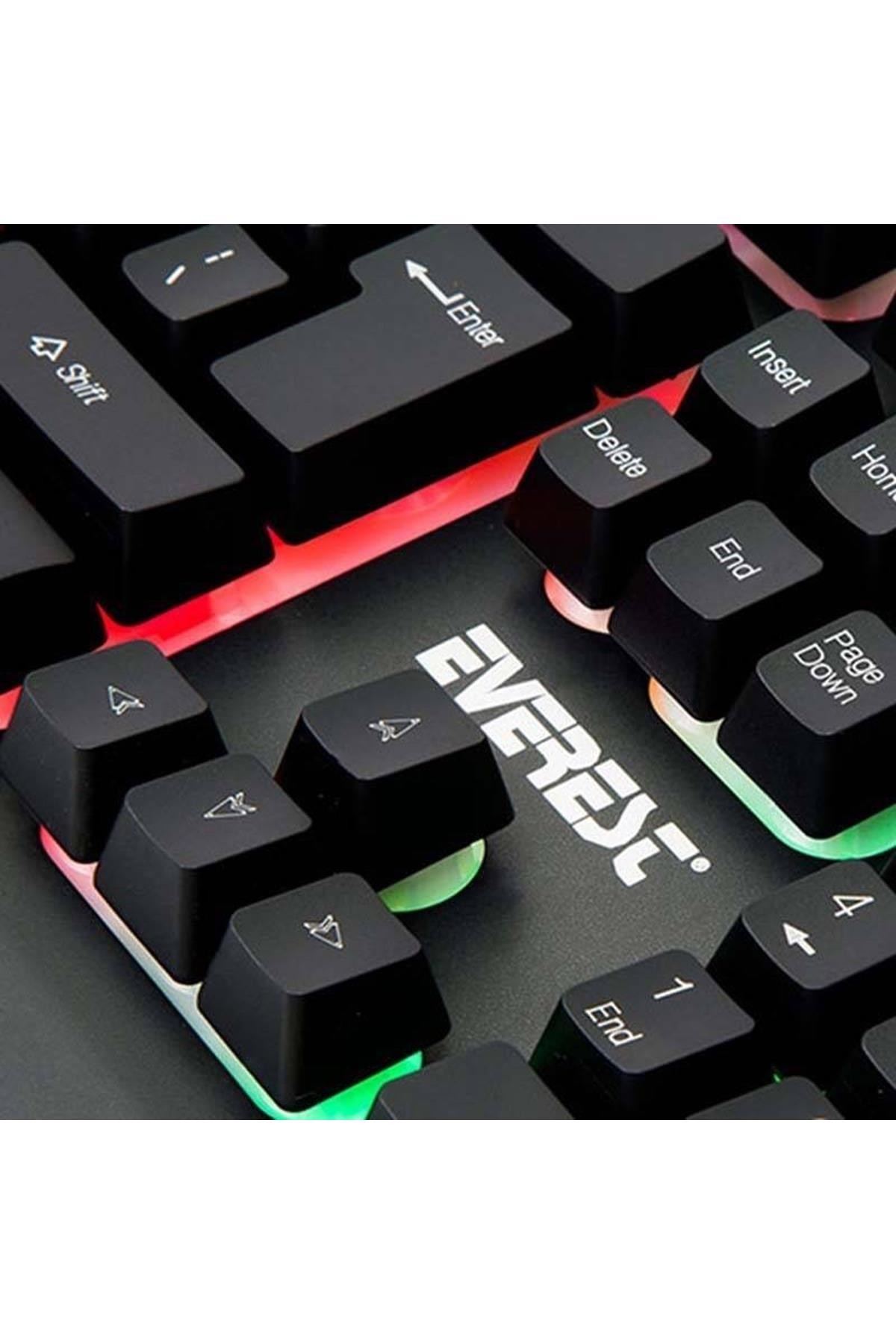 Siyah Everest Kmx-99 Usb Gökkuşağı Zemin Aydınlatmalı Q Oyuncu Klavye Ve Mouse Set