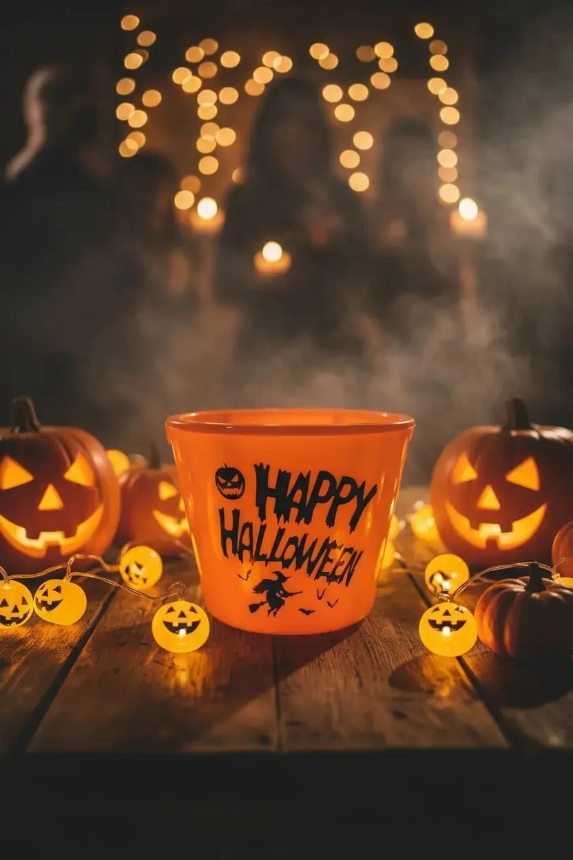 Halloween Gövdesi Işıklı Turuncu Kova (Outlet)