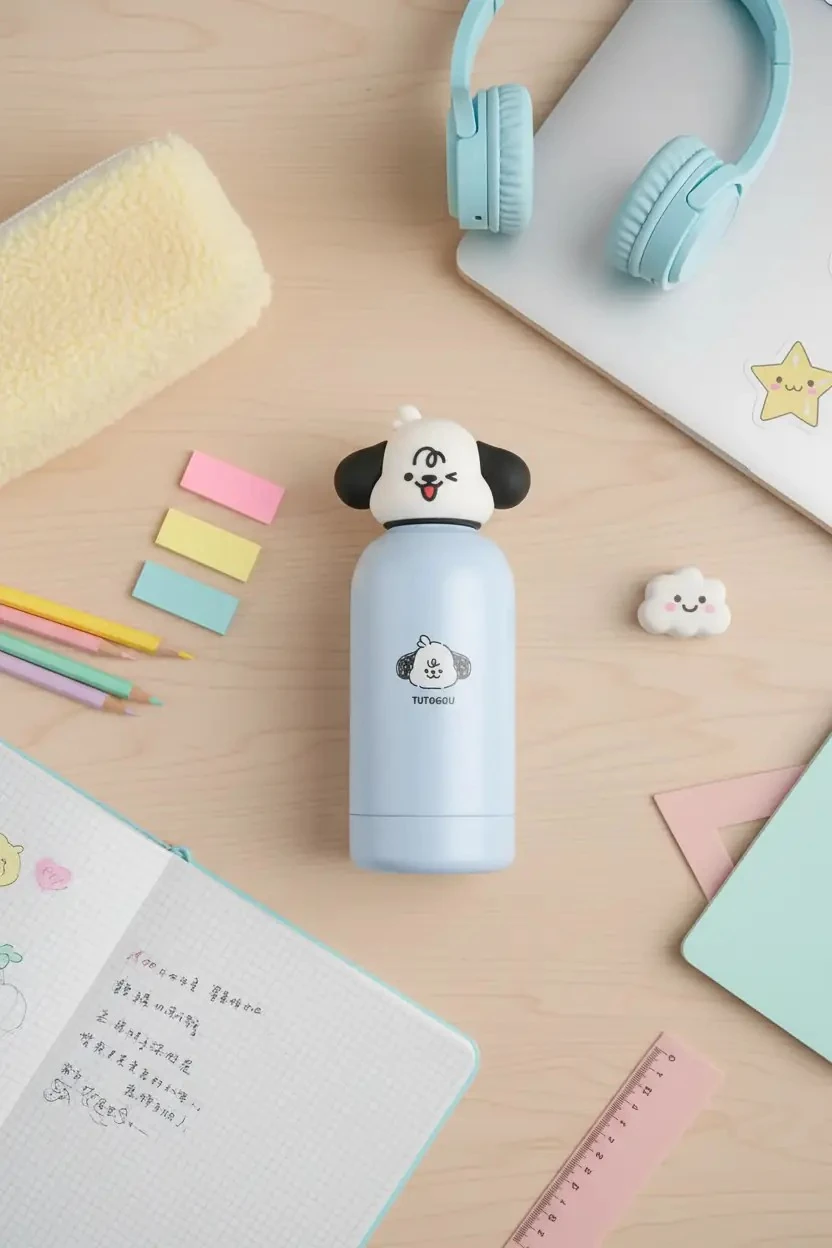 Miniso Lisanslı Tutogou Dekoratif Kapaklı Çift Cidarlı Termos 380 Ml