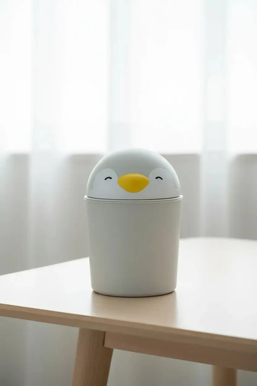 Miniso Lisanslı Mini Family Serisi Masaüstü Çöp Kovası Pen Pen – Mini Çöp Kovası
