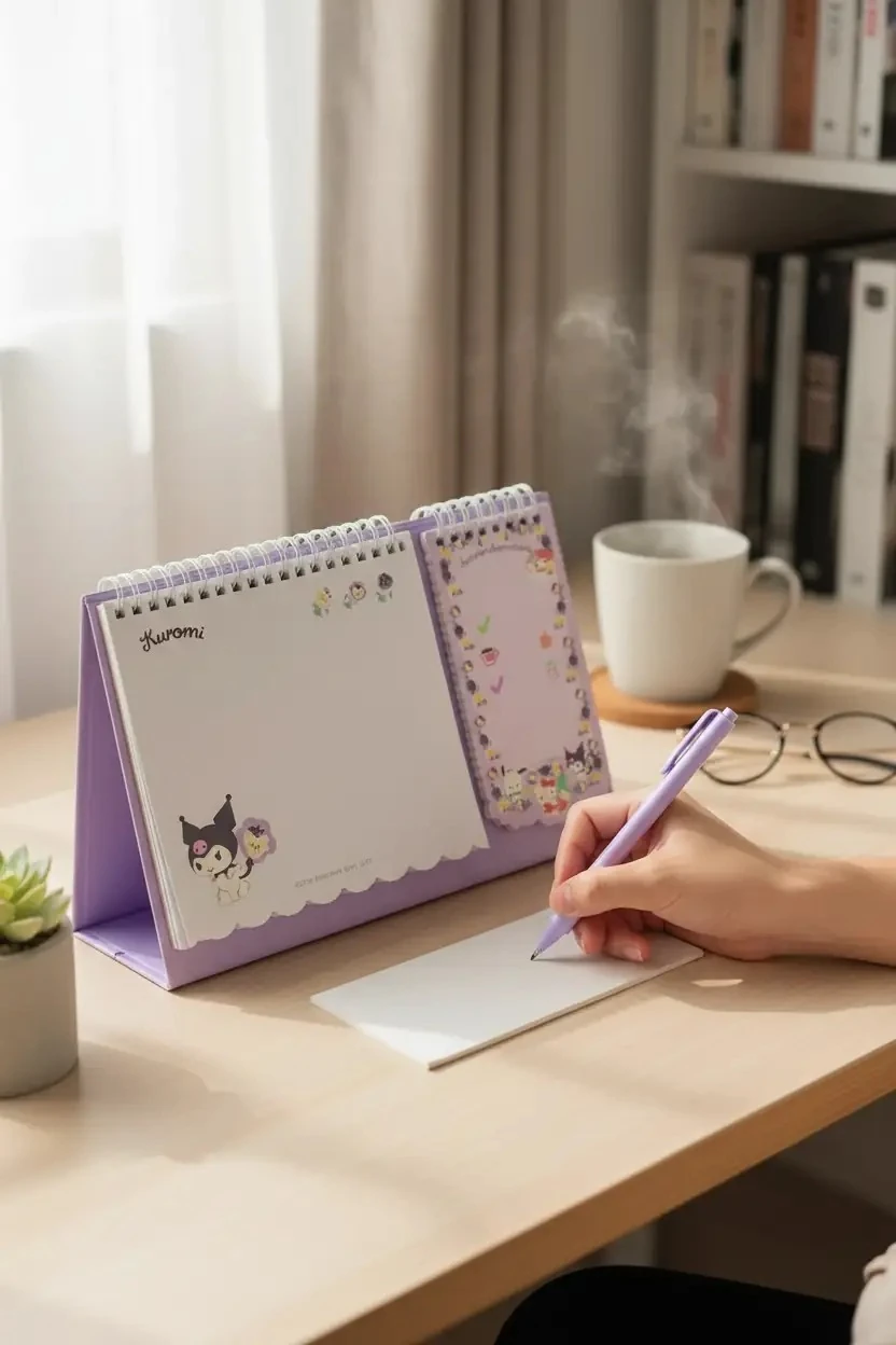 Sanrio Lisanslı Telli Not Defteri Mor – 80 Yaprak Spiral Kapaklı Kuromi ve Hello Kitty Defteri