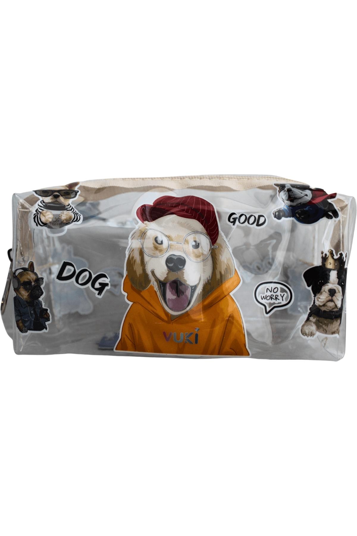 Vuki Şeffaf Fermuarlı Kalem Kutusu-Köpek