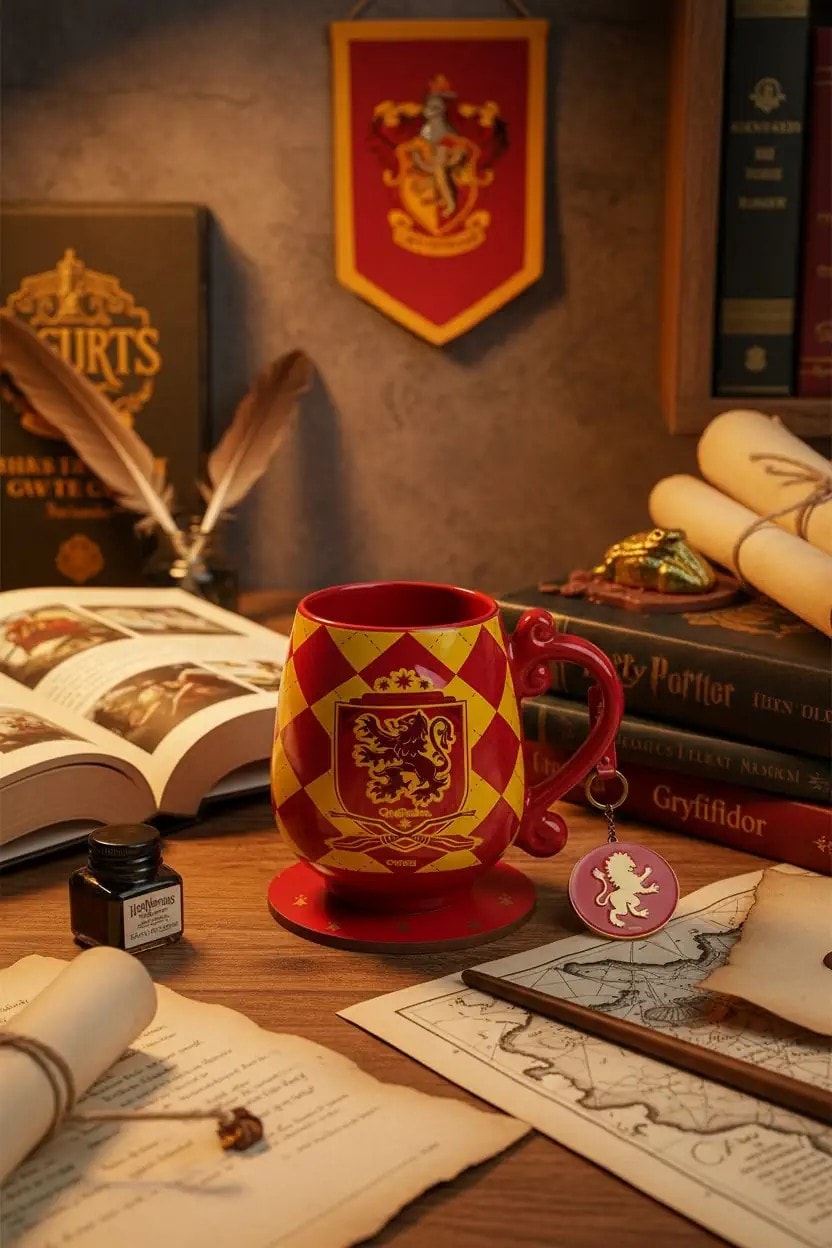 Harry Potter Lisanslı Seramik Kupa ve Bardak Altlığı Seti - Gryffindor