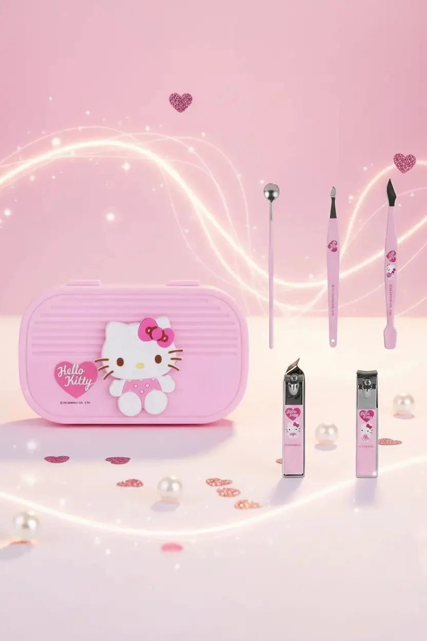 Sanrio Lisanslı Saklama Çantalı 5 Parça Manikür Seti