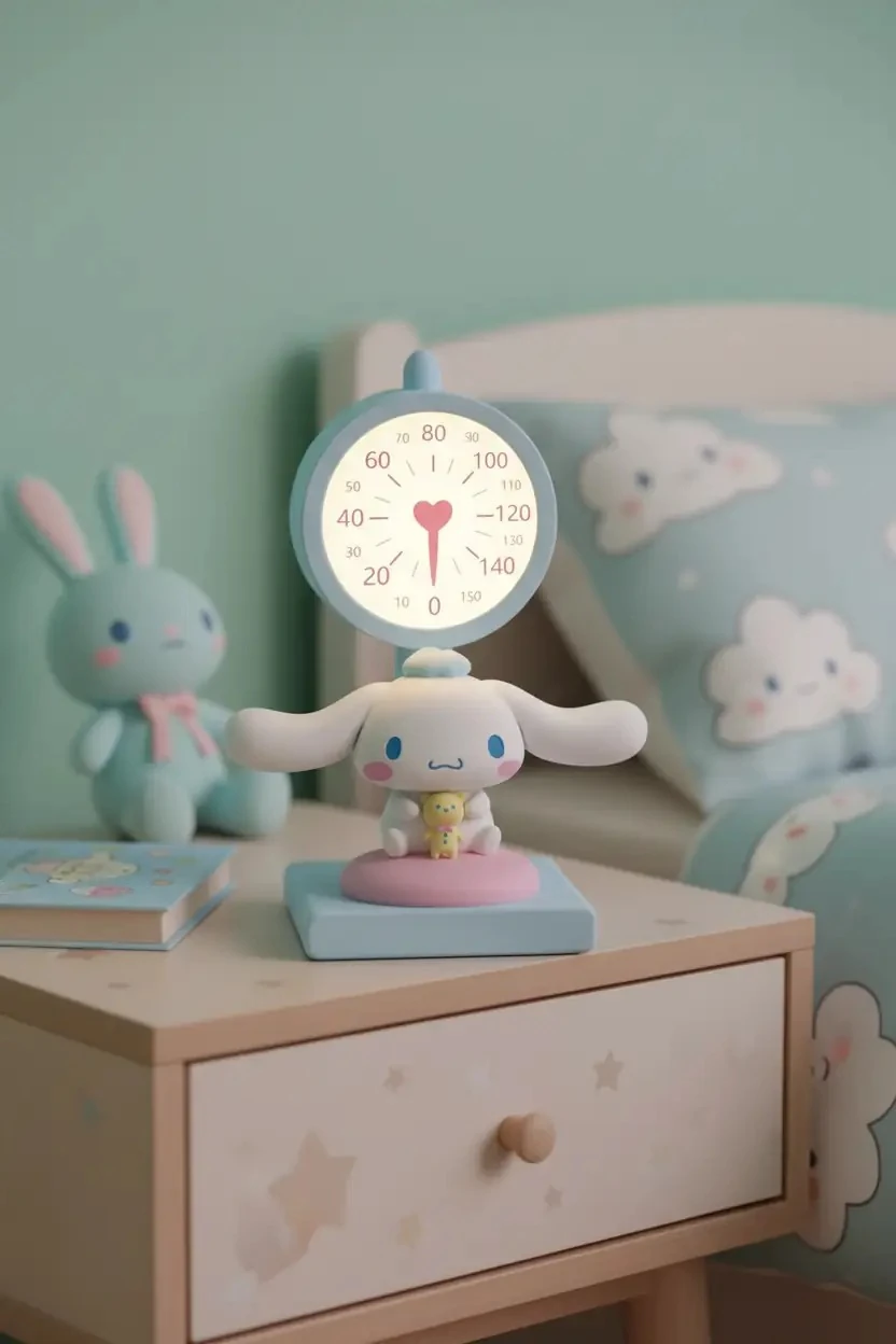 Sanrio Lisanslı Cinnamoroll LED Mini Gece Lambası – Pilli Dekoratif Masa Üstü Aydınlatma 8 Cm