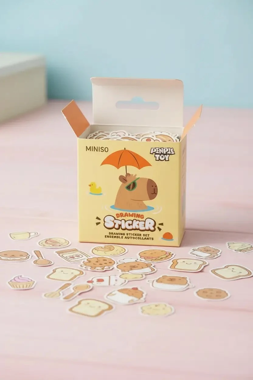 Miniso Lisanslı Pişirme Serisi Mimibara 240'lı Çizim Sticker Seti Renkli Süsleme Çıkartmaları