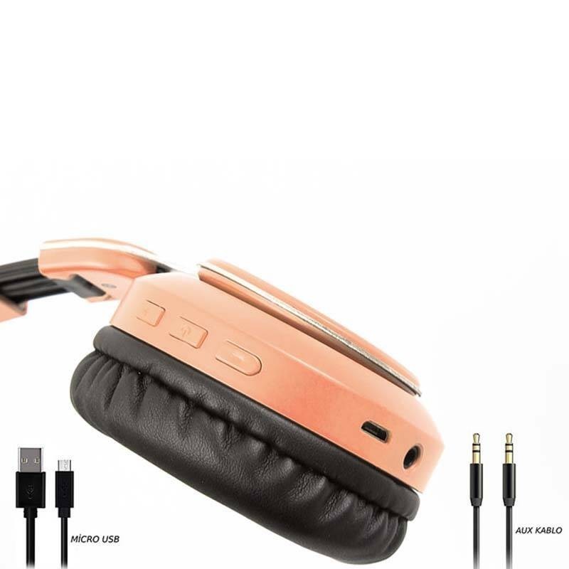 Rose Gold Snopy SN-34BT COSY Mobil Telefon Uyumlu Bluetooth Kablosuz Mikrofonlu Kulaklık
