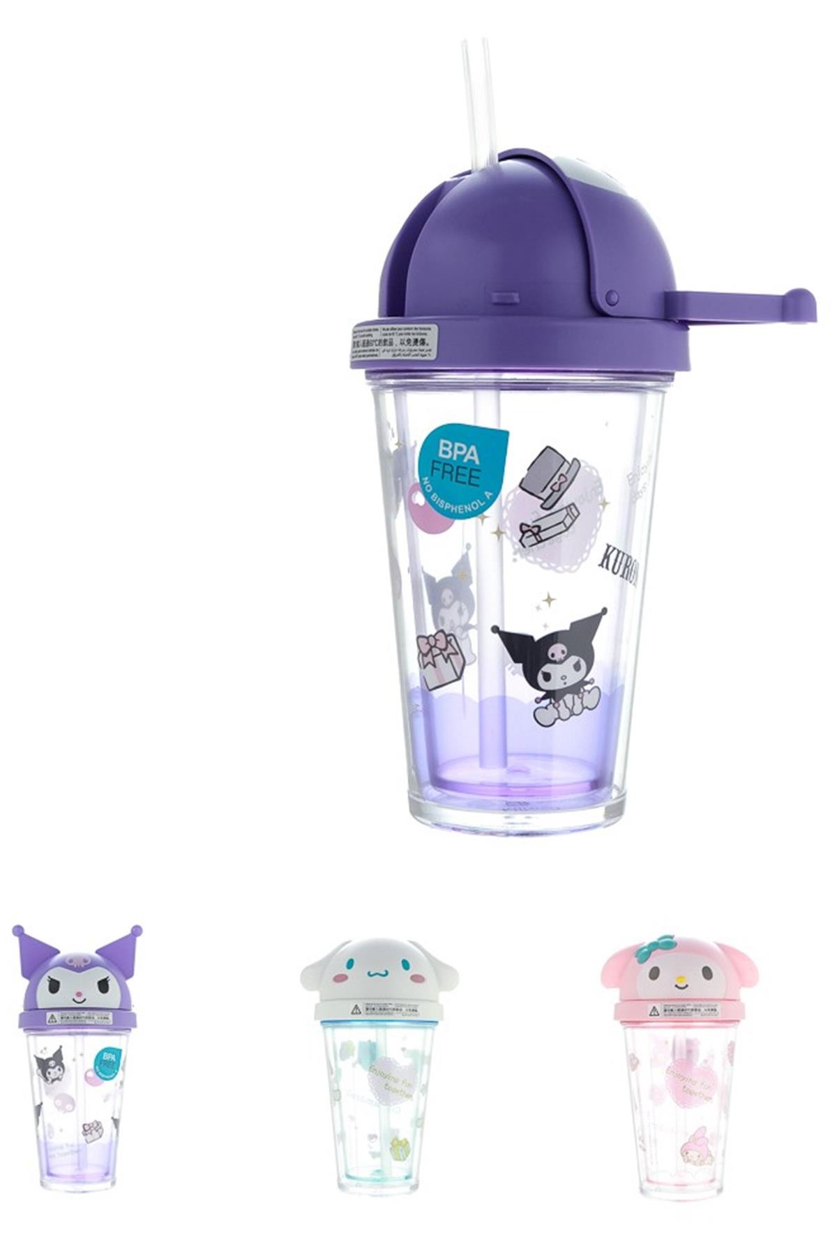 Sanrio Lisanslı Plastik Suluk (320Ml) - Kuromi - My Melody - Cinnamoroll