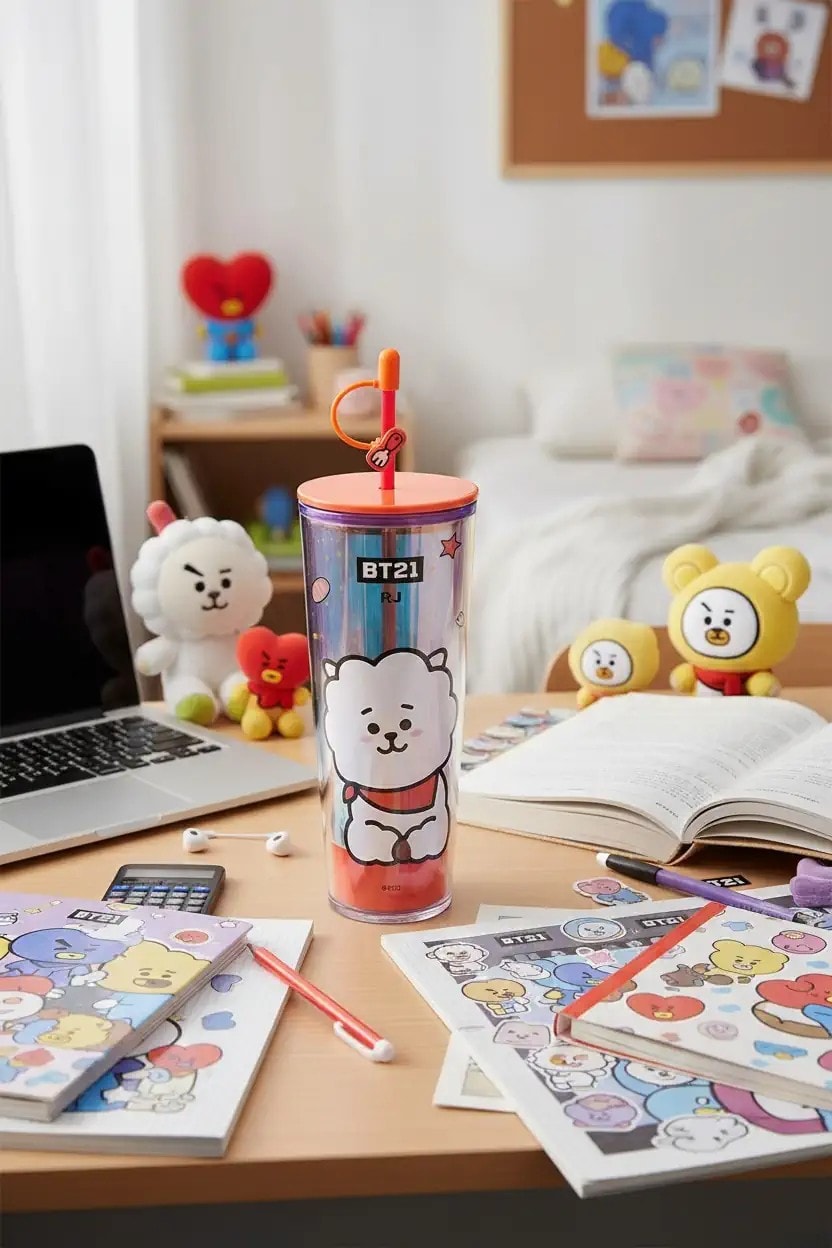 BT21 Lisanslı Çift Cidarlı Pipetli Şişe (800ml) - RJ