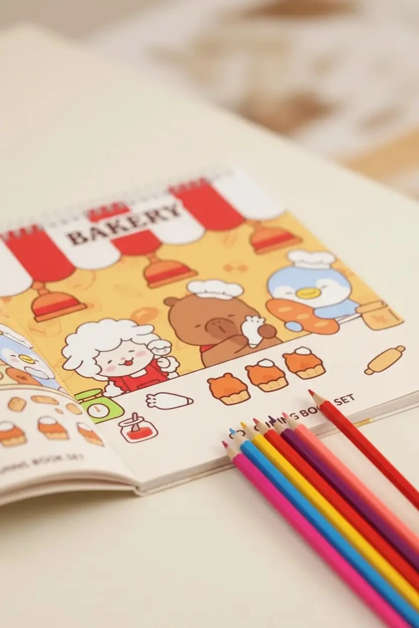 Miniso Lisanslı Pişirme Serisi Mimibara Boyama Seti – 6 Renkli Kalem – Eğitici & Yaratıcı