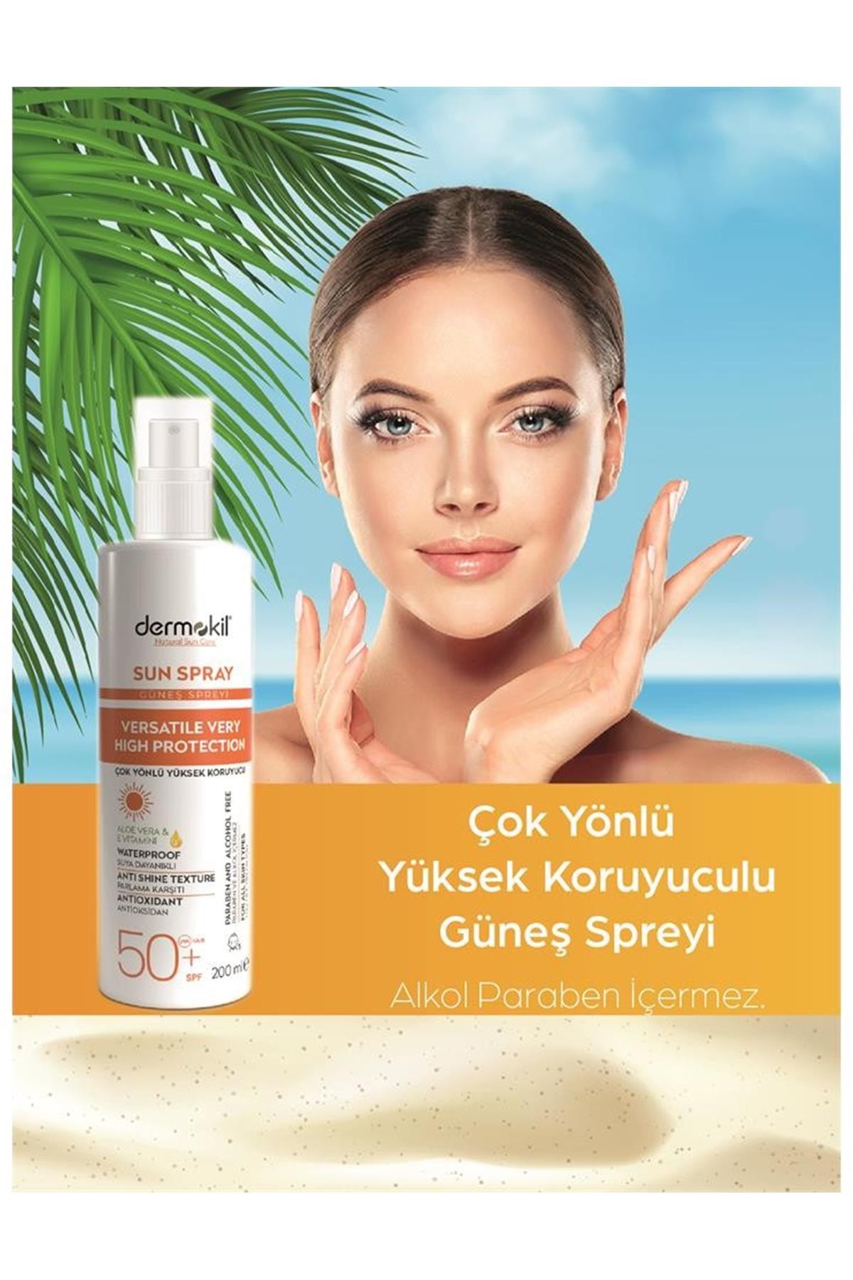 Dermokil Sun Sprey-Çok Yönlü Yüksek Koruyucu Güneş Spreyi 50 Spf 200 Ml