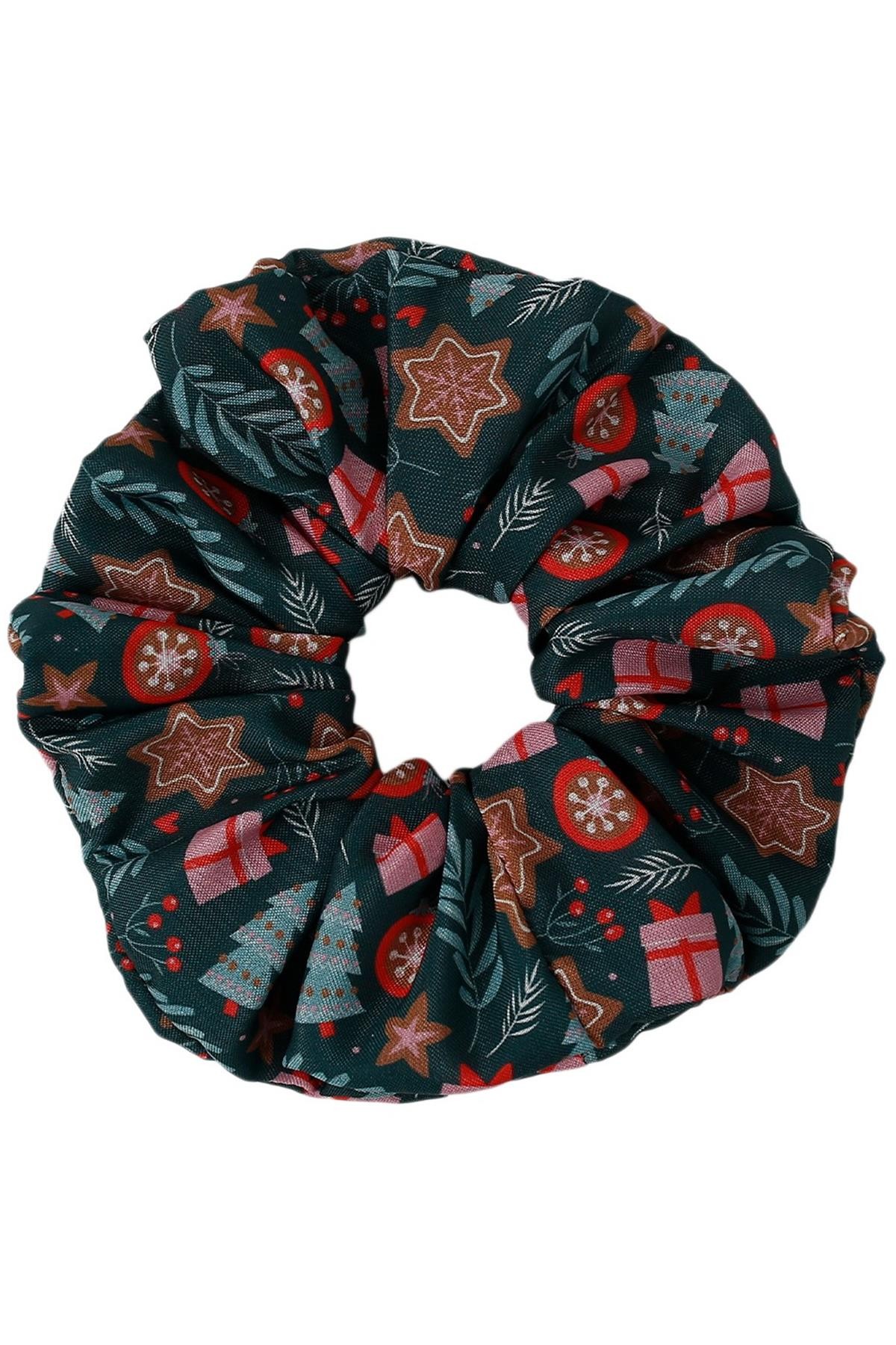 Yılbaşı Büyüsü Scrunchie - Koyu Yeşil