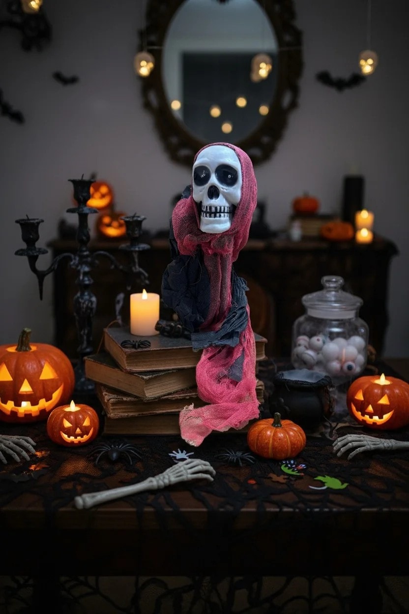 Halloween Zincirli Kırmızı Asma İskelet