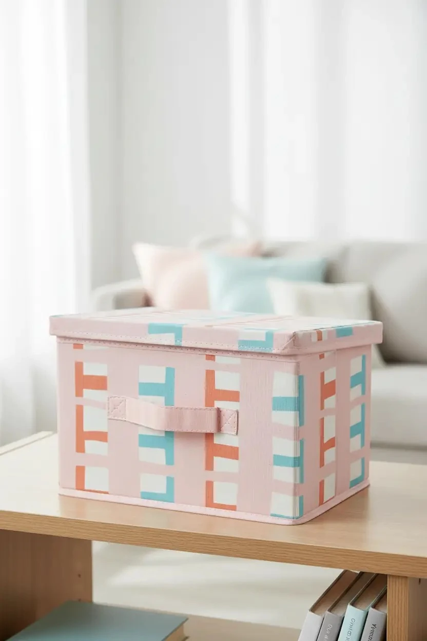 Miniso Lisanslı Kapaklı Katlanır Saklama Kutusu – Pembe Dekoratif Eşya Düzenleyici ve Organize Kutusu 29 Cm