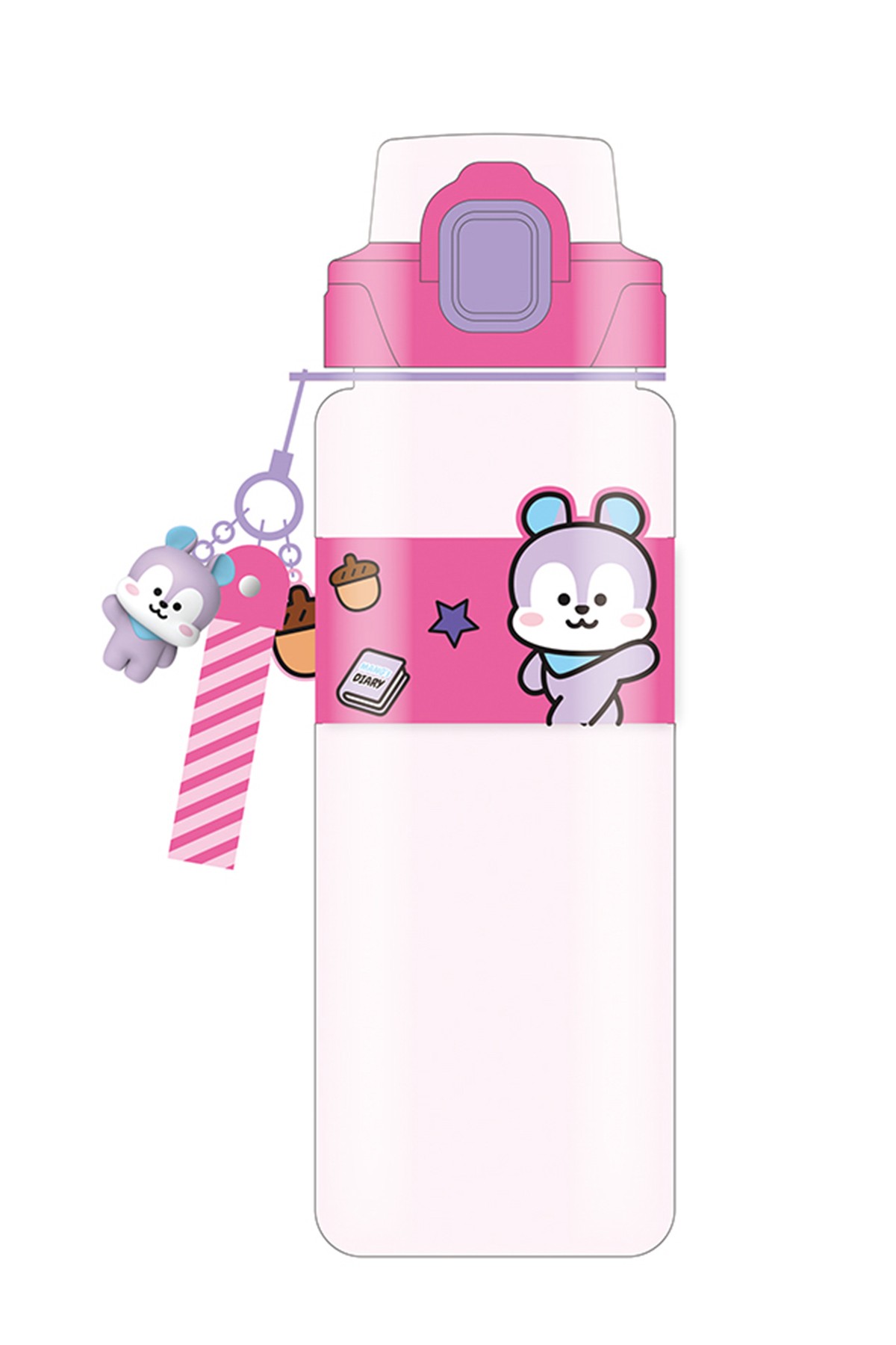 BT21 Lisanslı Askılı ve Kılıflı Plastik Şişe (800mL) - Mang