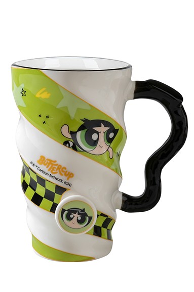Powerpuff Girls Lisanslı Spiral Seramik Bardak 440mL - Buttercup