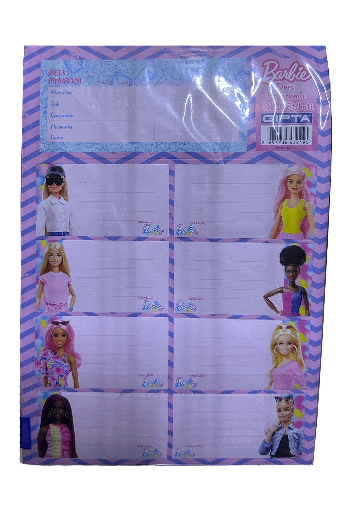 Barbie 16X24 Ders Programlı Okul Etiketi 3 Yaprak