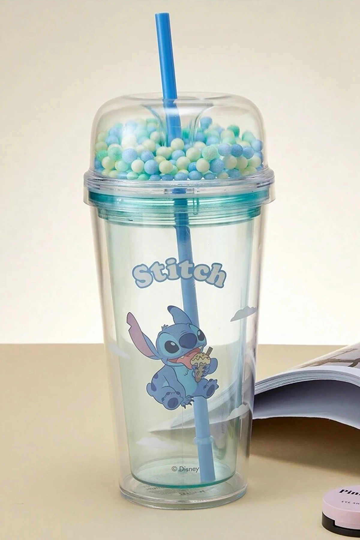 Lilo & Stitch Lisanslı Çift Cidarlı Pipetli Plastik Şişe (Outlet)