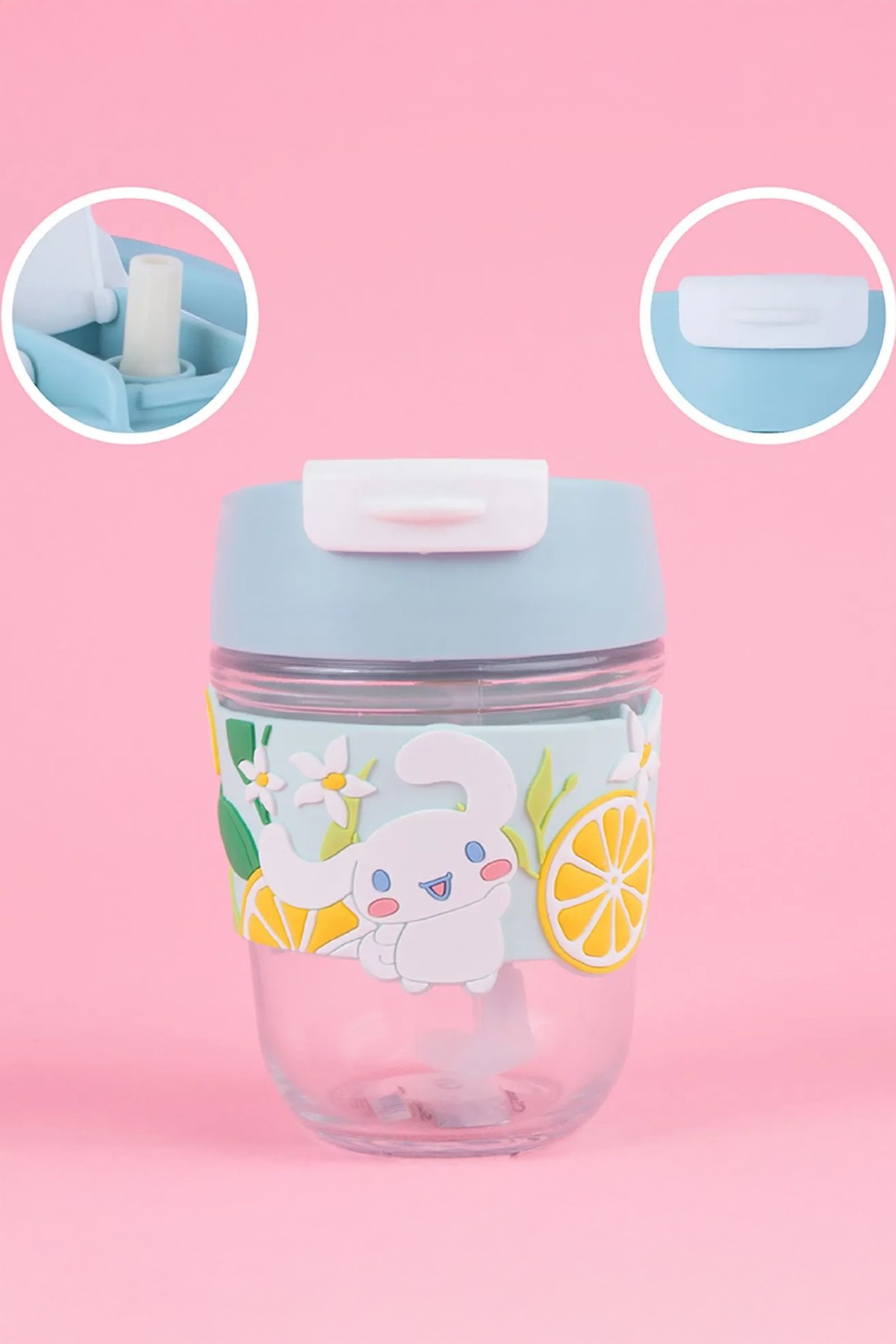 Sanrio Lisanslı Pipetli Mini Cam Şişe (350ml) - Cinnamoroll